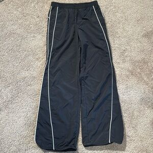 Divided Black Track Pants with White Stripes